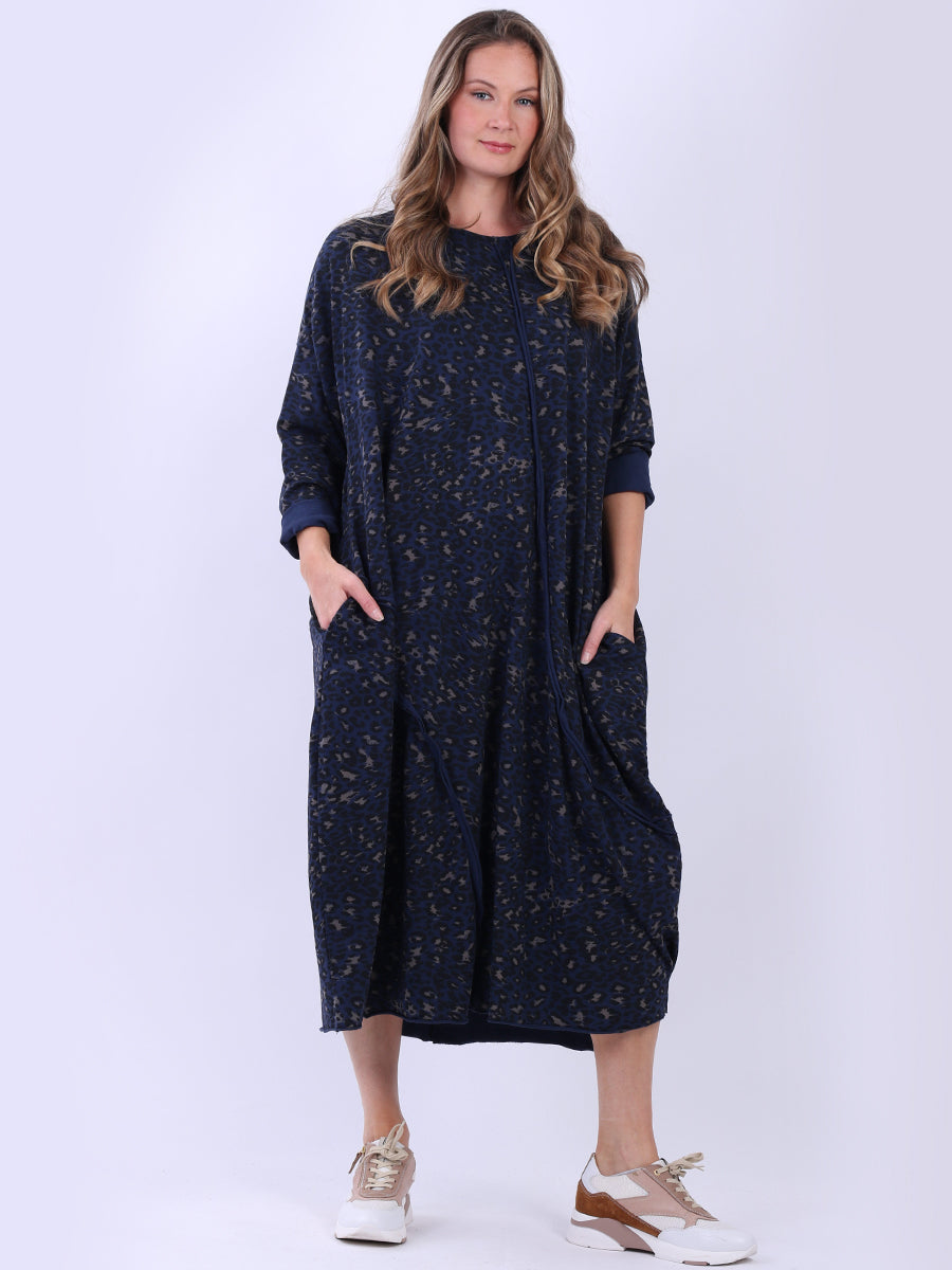 Leopard Print Oversized Midi Cotton Dress