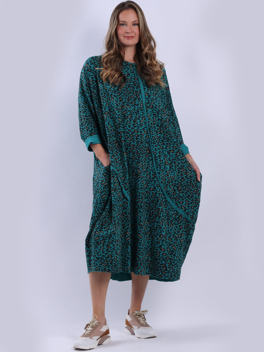 Leopard Print Oversized Midi Cotton Dress