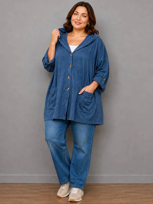 Plus Size Cotton Hoodie Denim