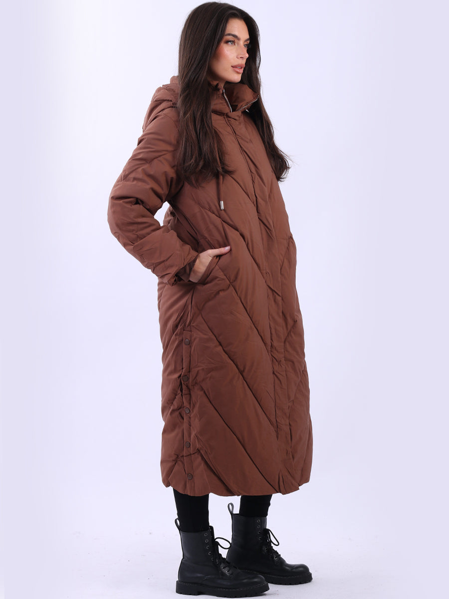 Italian Padded Puffer Women Oversized Long Hoodie Jacket