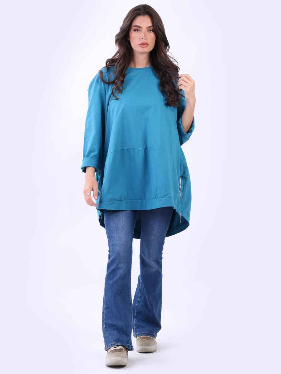 Solid Cotton Baggy Top Teal