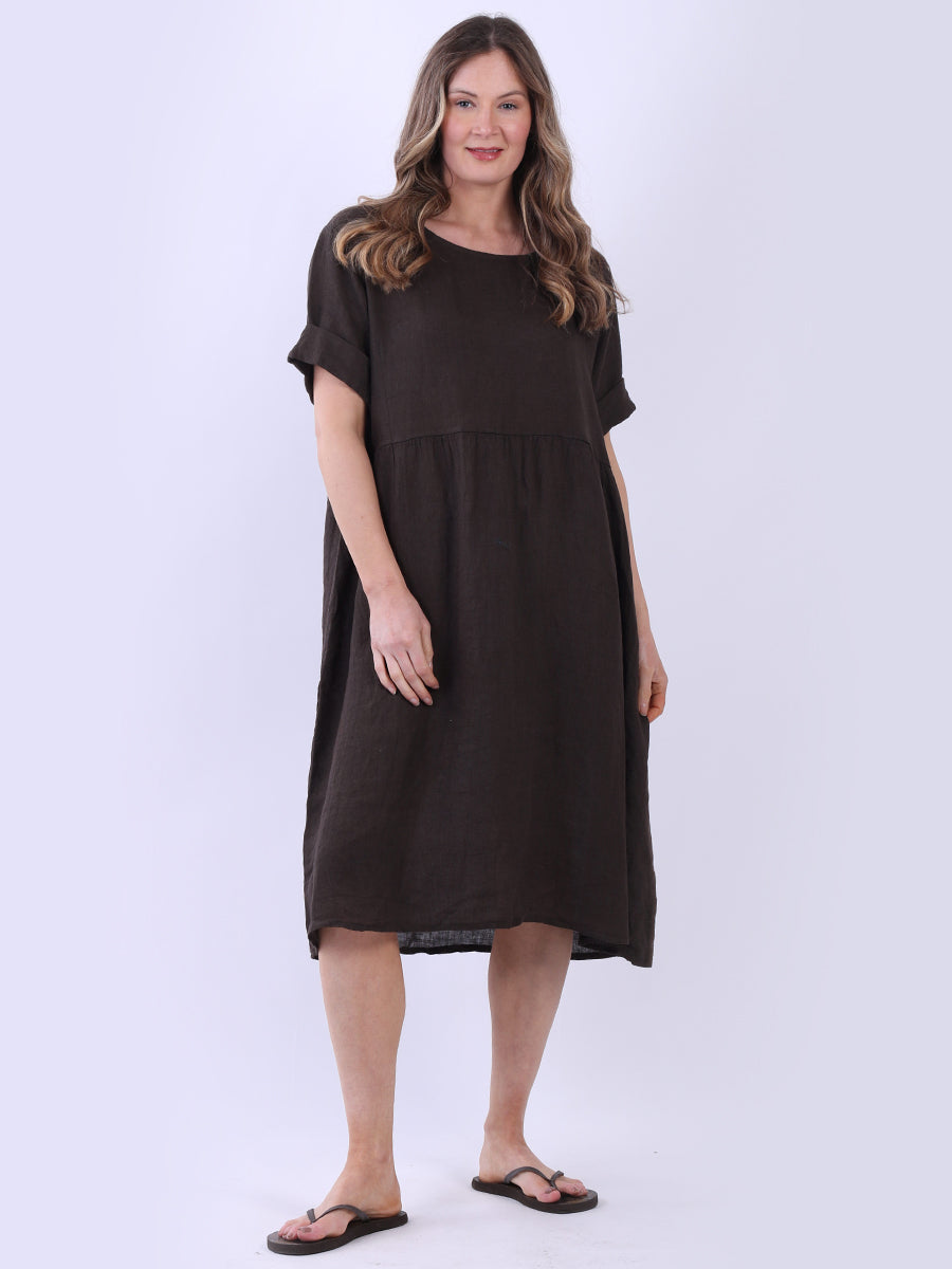Plain Linen Swing Midi Dress