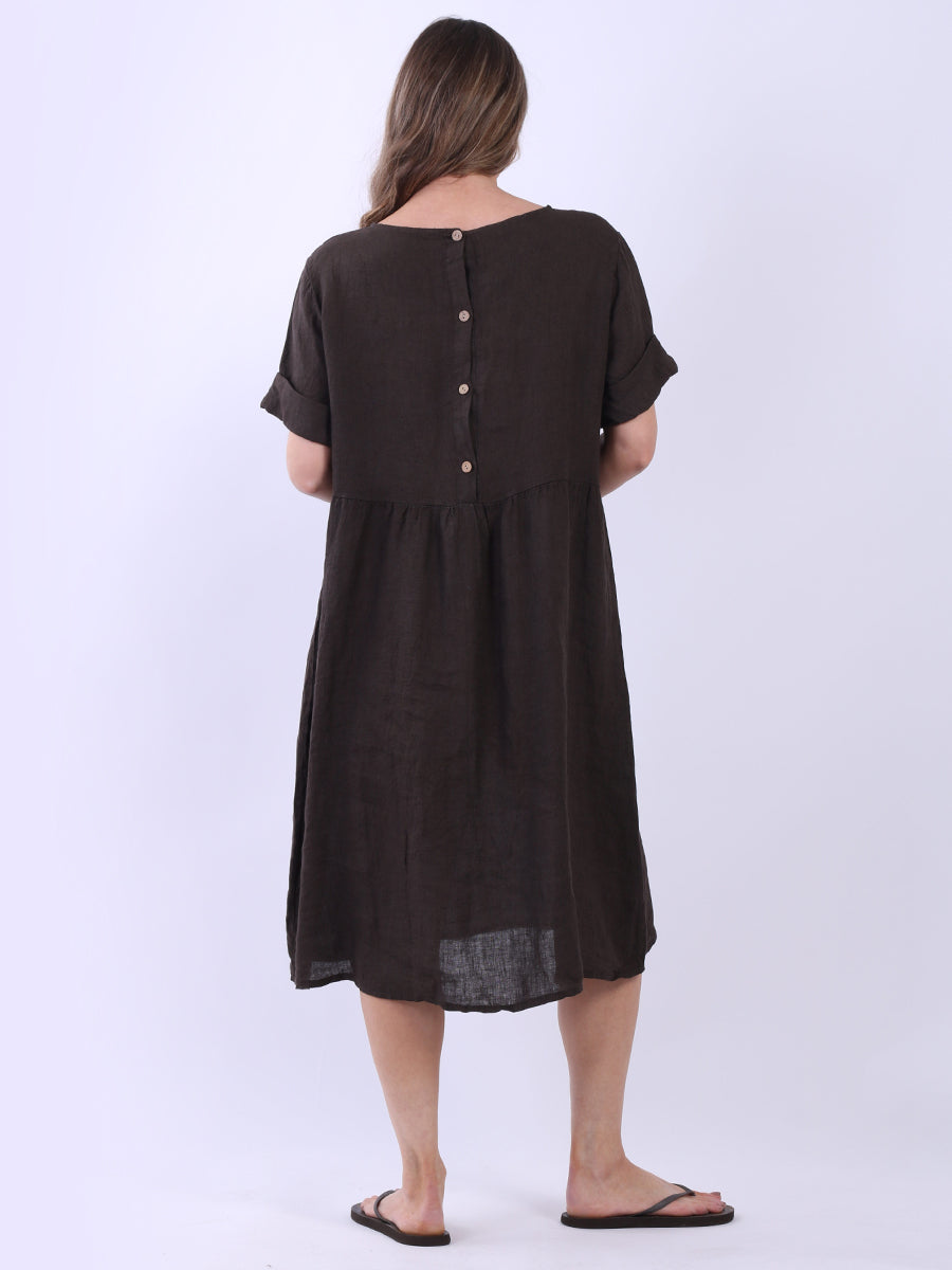 Plain Linen Swing Midi Dress