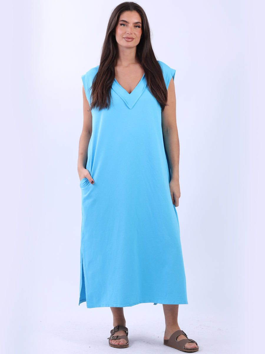 Plus Size Padded Shoulder Plain Tank Dress