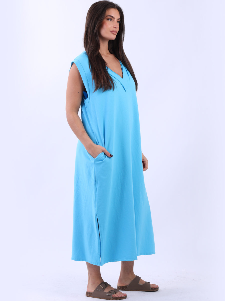 Plus Size Padded Shoulder Plain Tank Dress