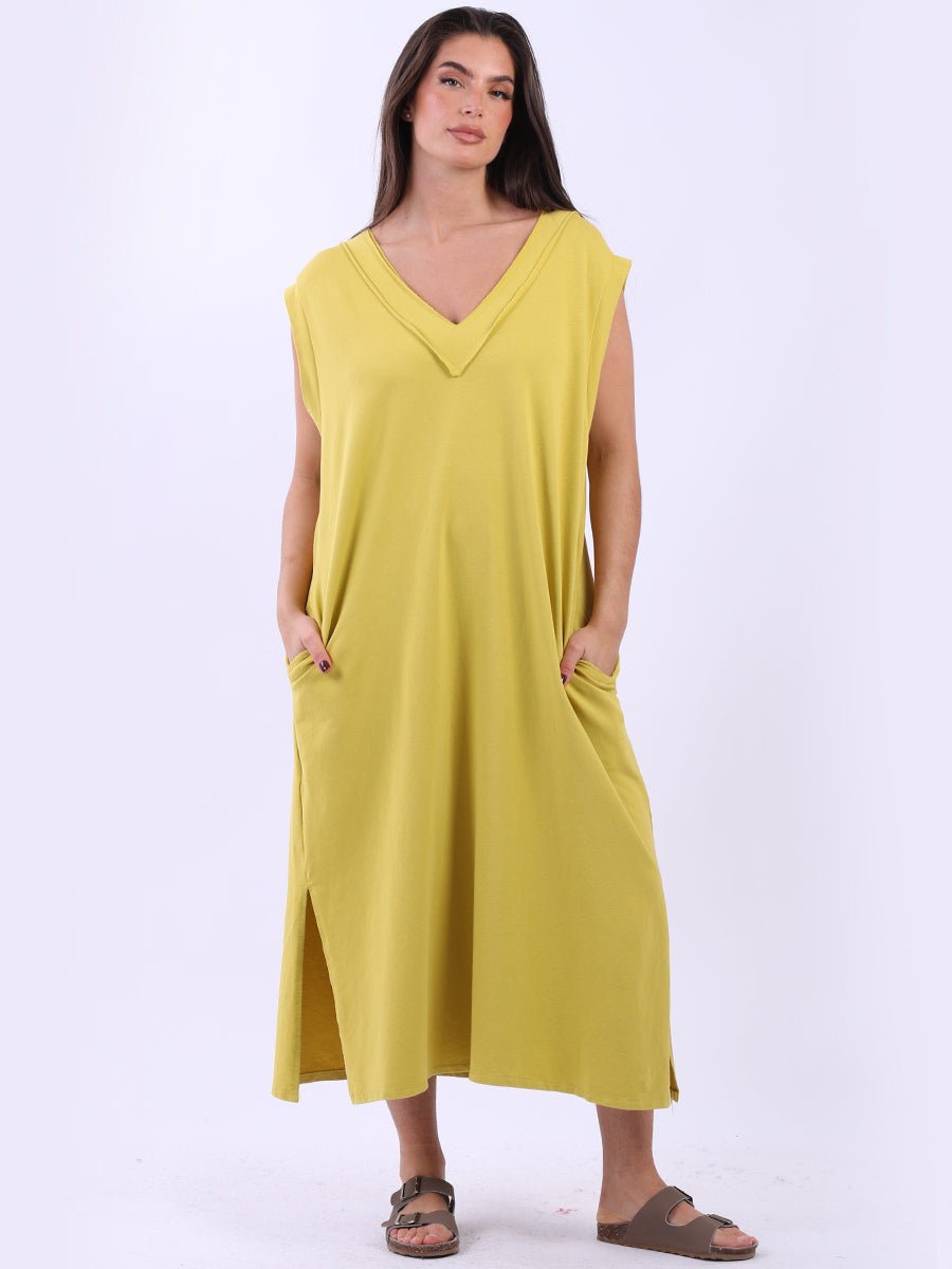 Plus Size Padded Shoulder Plain Tank Dress