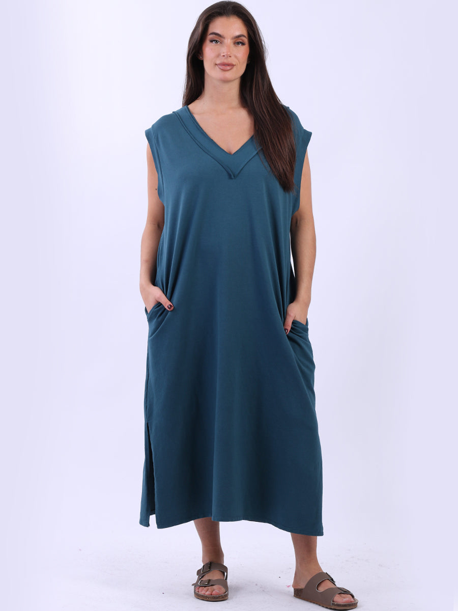 Plus Size Padded Shoulder Plain Tank Dress