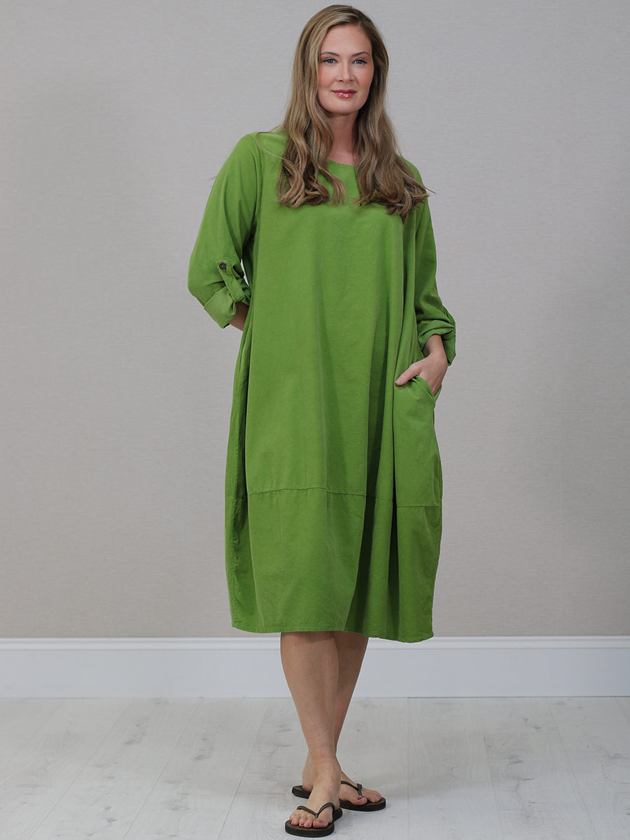 Oversized Corduroy Dress Lime Green