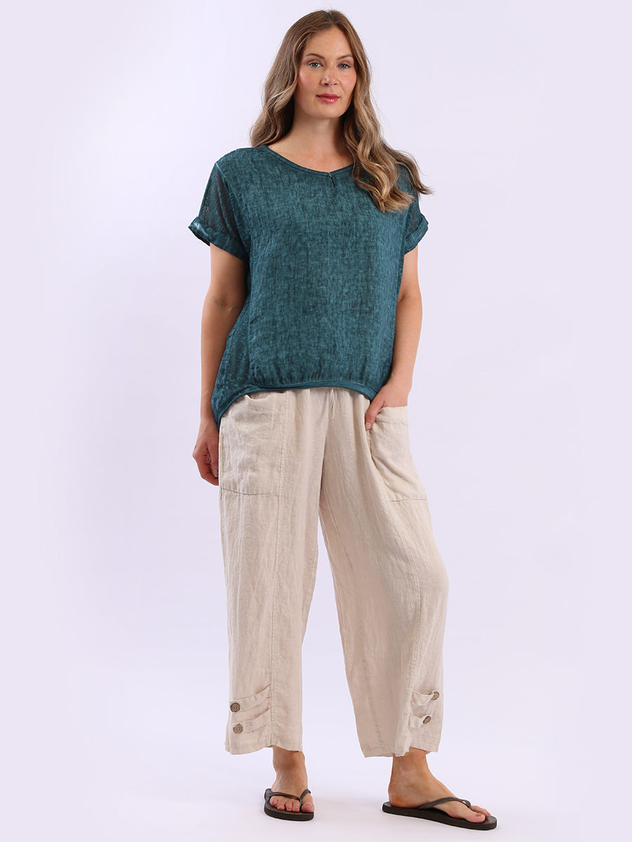 Linen Hi-Lo Ladies Vintage Washed Top
