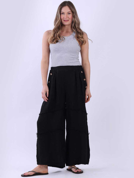 Wide Leg Linen Pant Black