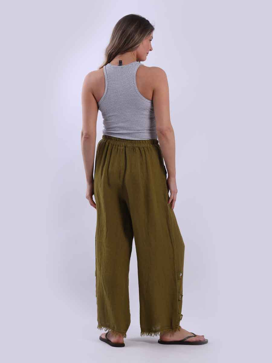 Plain Wide Leg Linen Pant