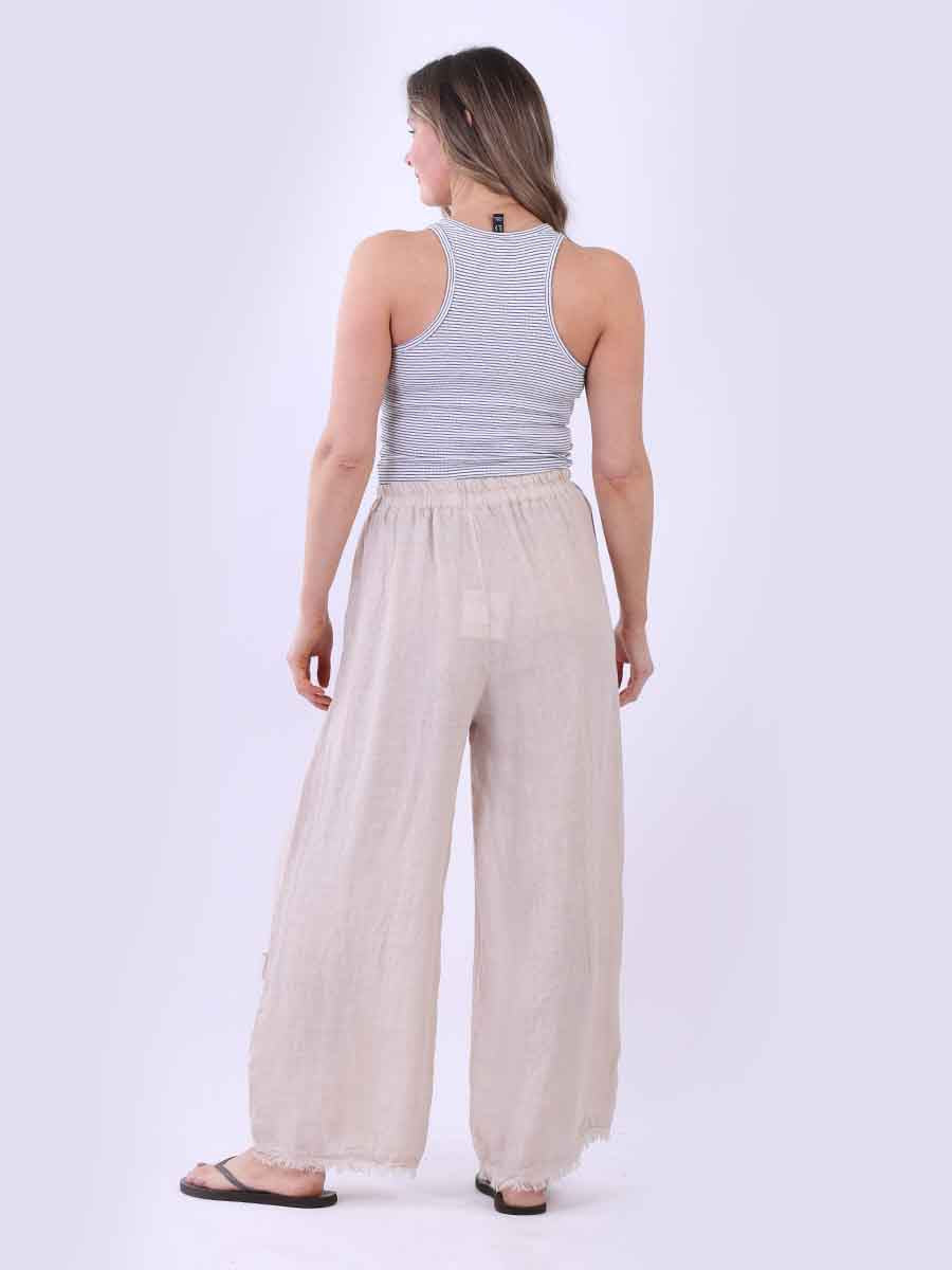 Plain Wide Leg Linen Pant