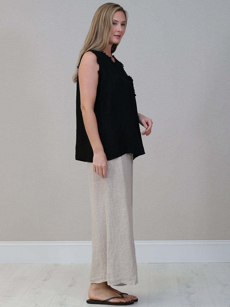 Raw Edge Linen Tank Top
