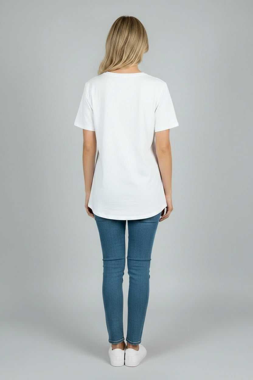 Sequin Flower Relaxed Cotton Crop Tee
