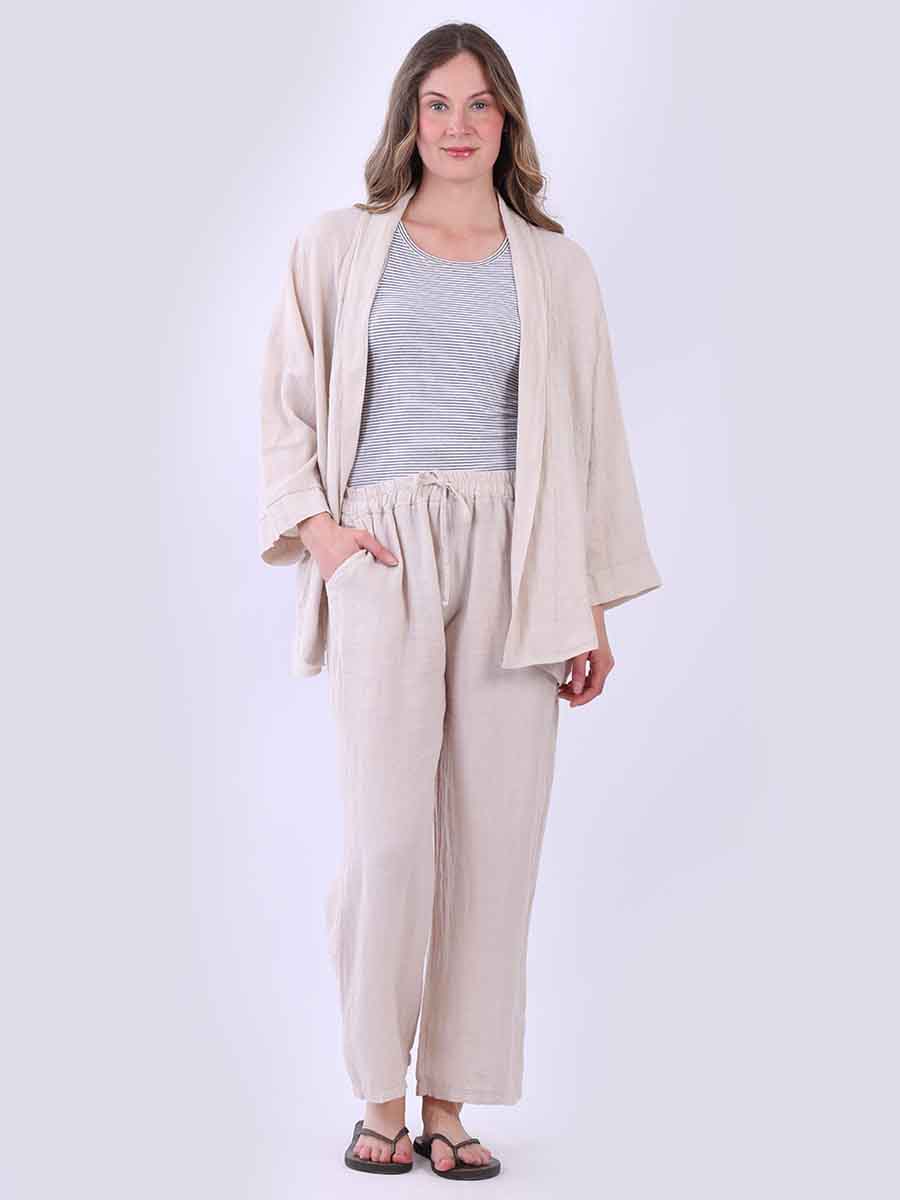 Linen Kimono Jacket Beige