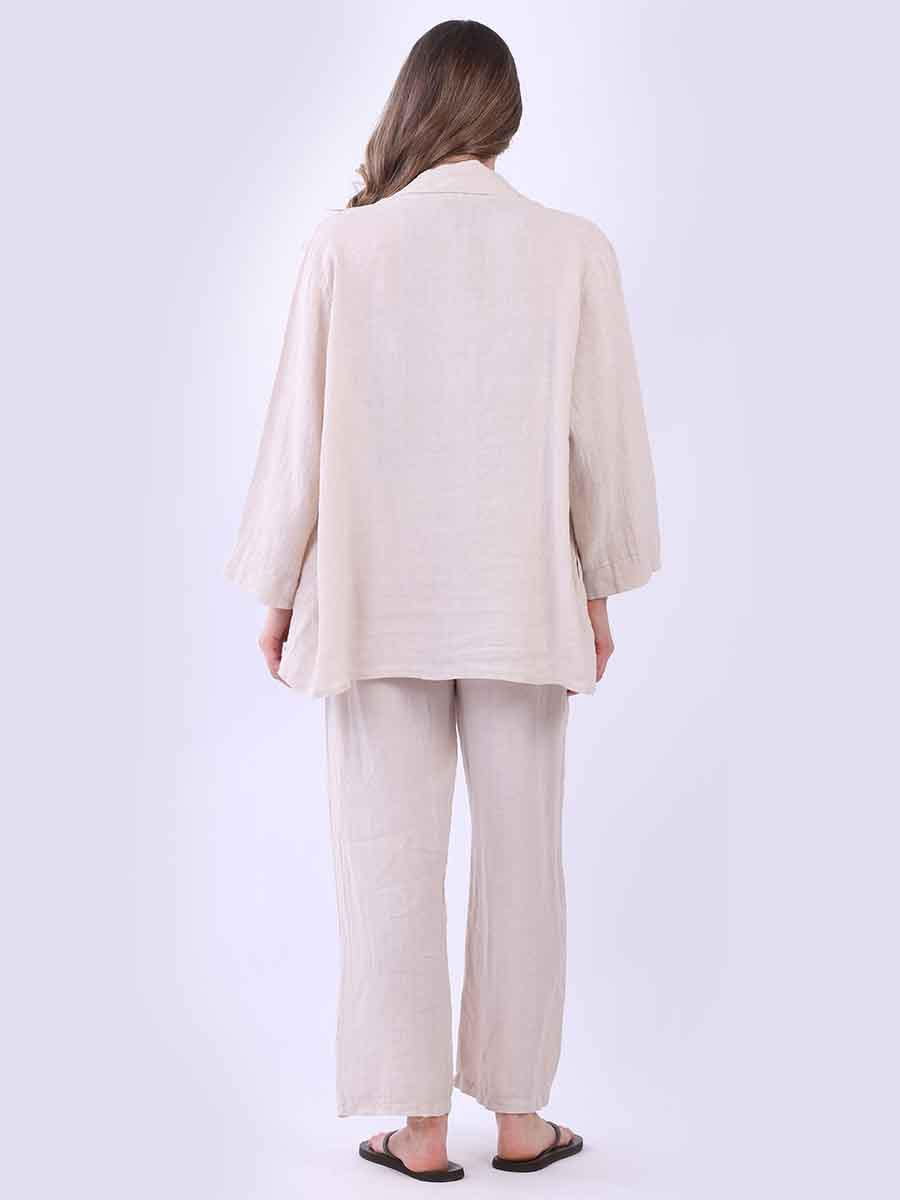 Solid Linen Baggy Open Jacket