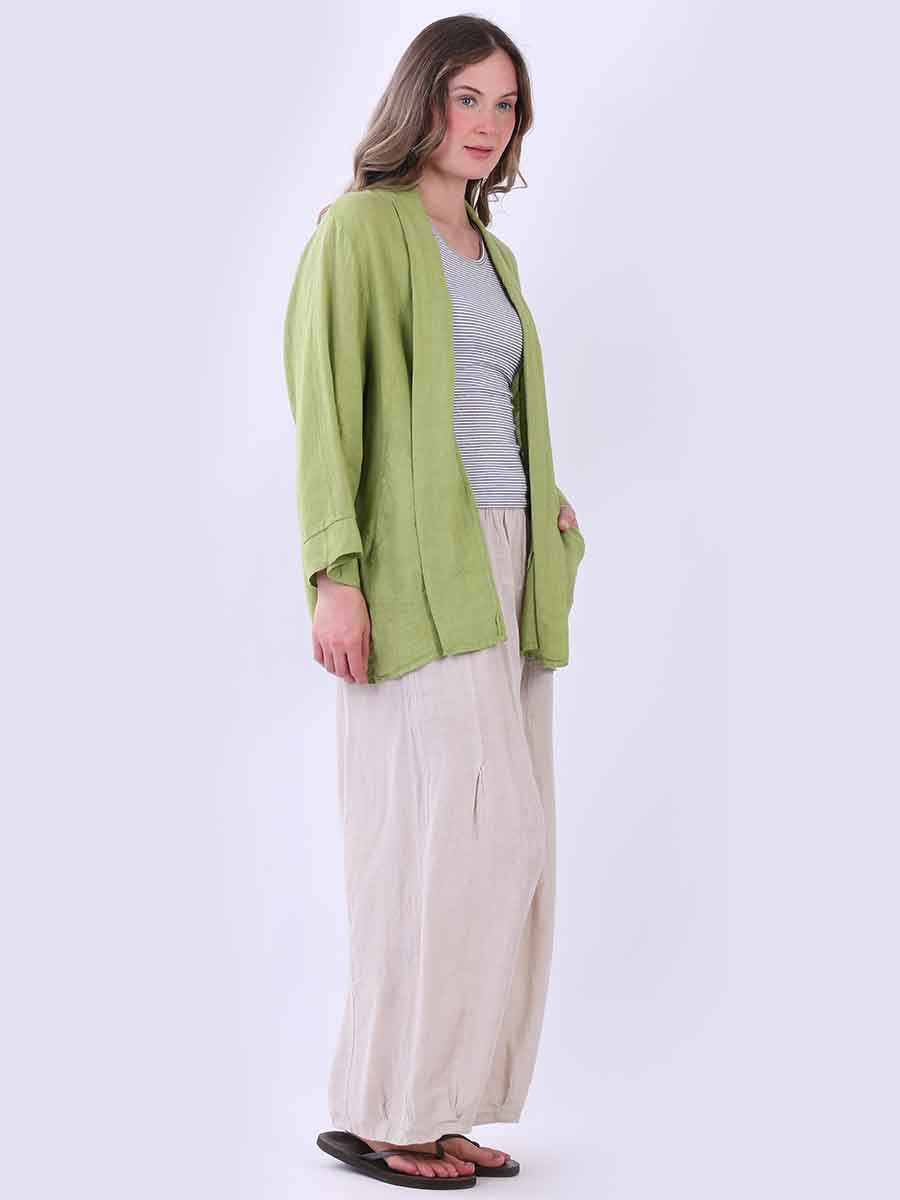 Solid Linen Baggy Open Jacket