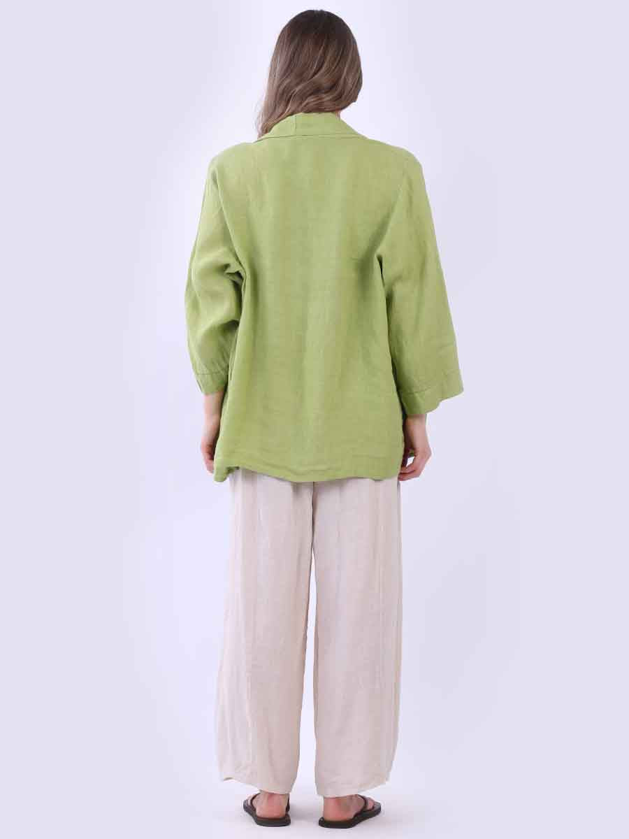 Solid Linen Baggy Open Jacket