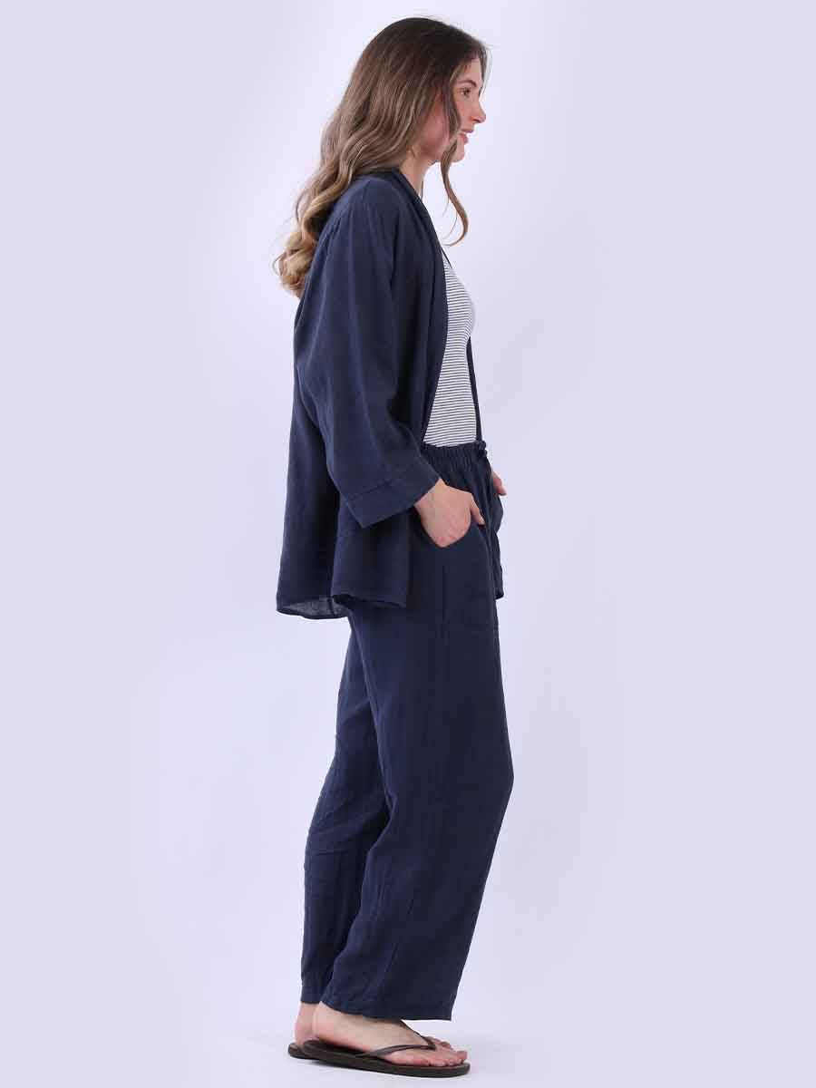 Solid Linen Baggy Open Jacket