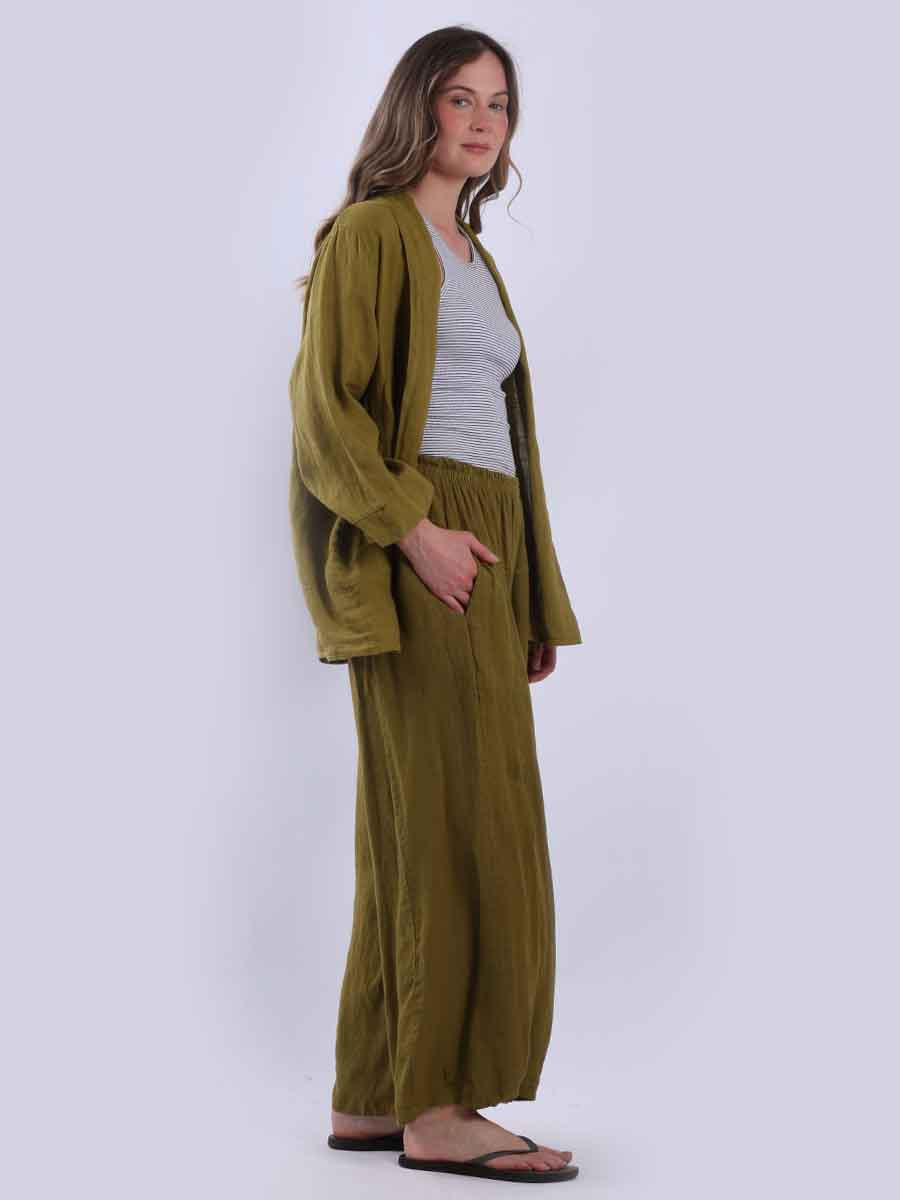 Solid Linen Baggy Open Jacket