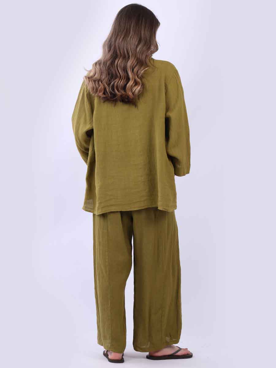 Solid Linen Baggy Open Jacket