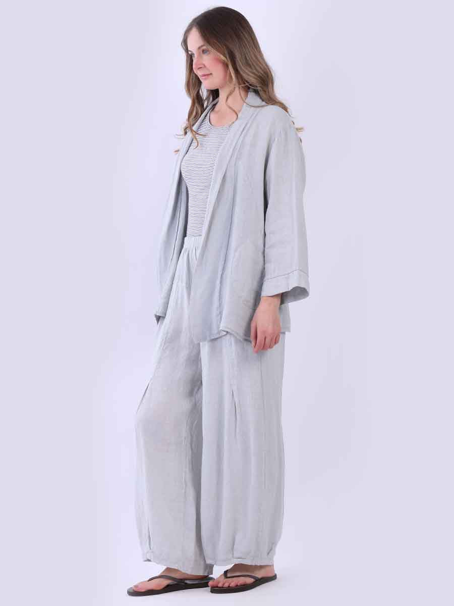 Solid Linen Baggy Open Jacket