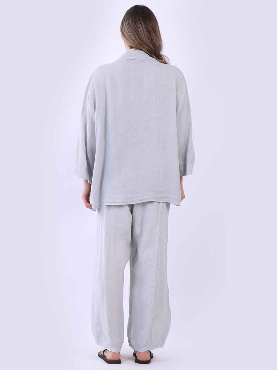 Solid Linen Baggy Open Jacket