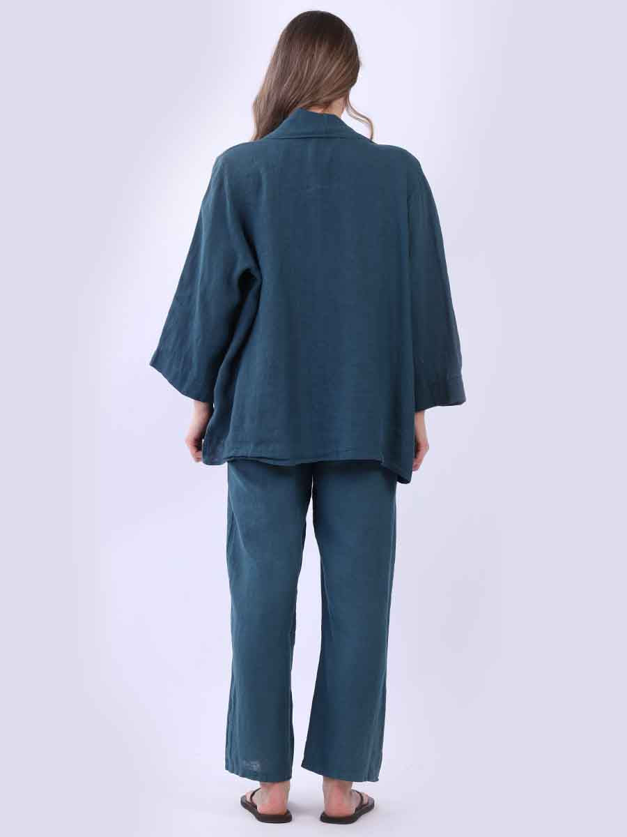 Solid Linen Baggy Open Jacket