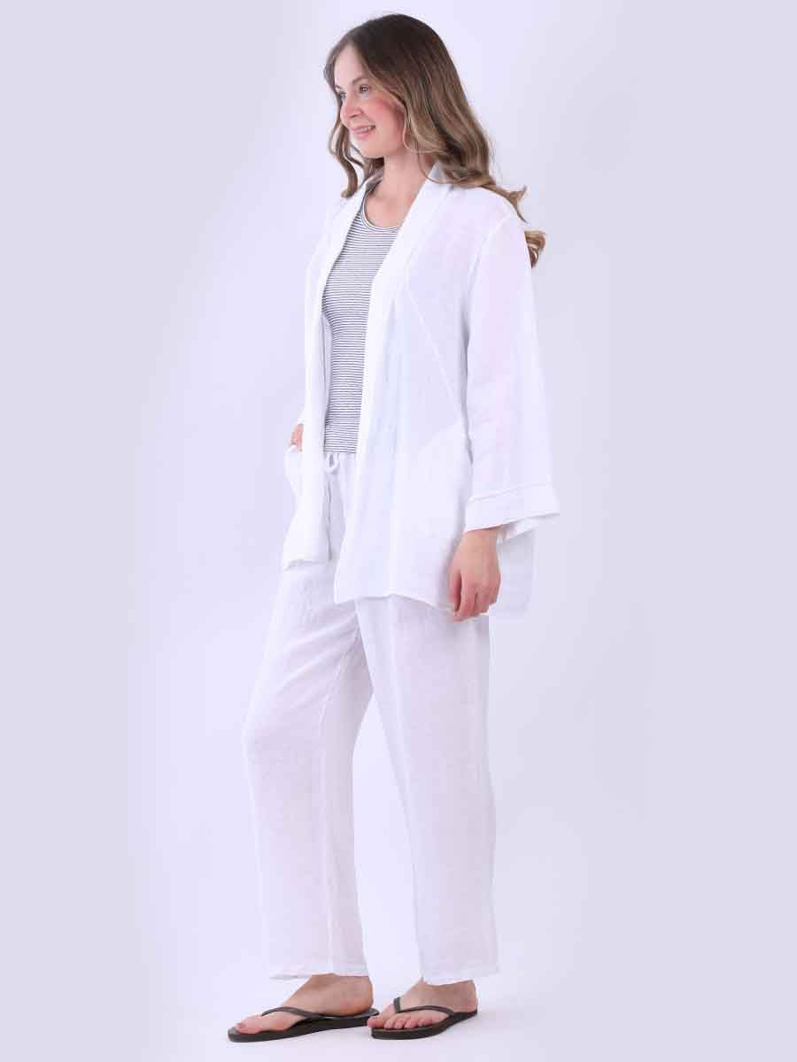 Solid Linen Baggy Open Jacket