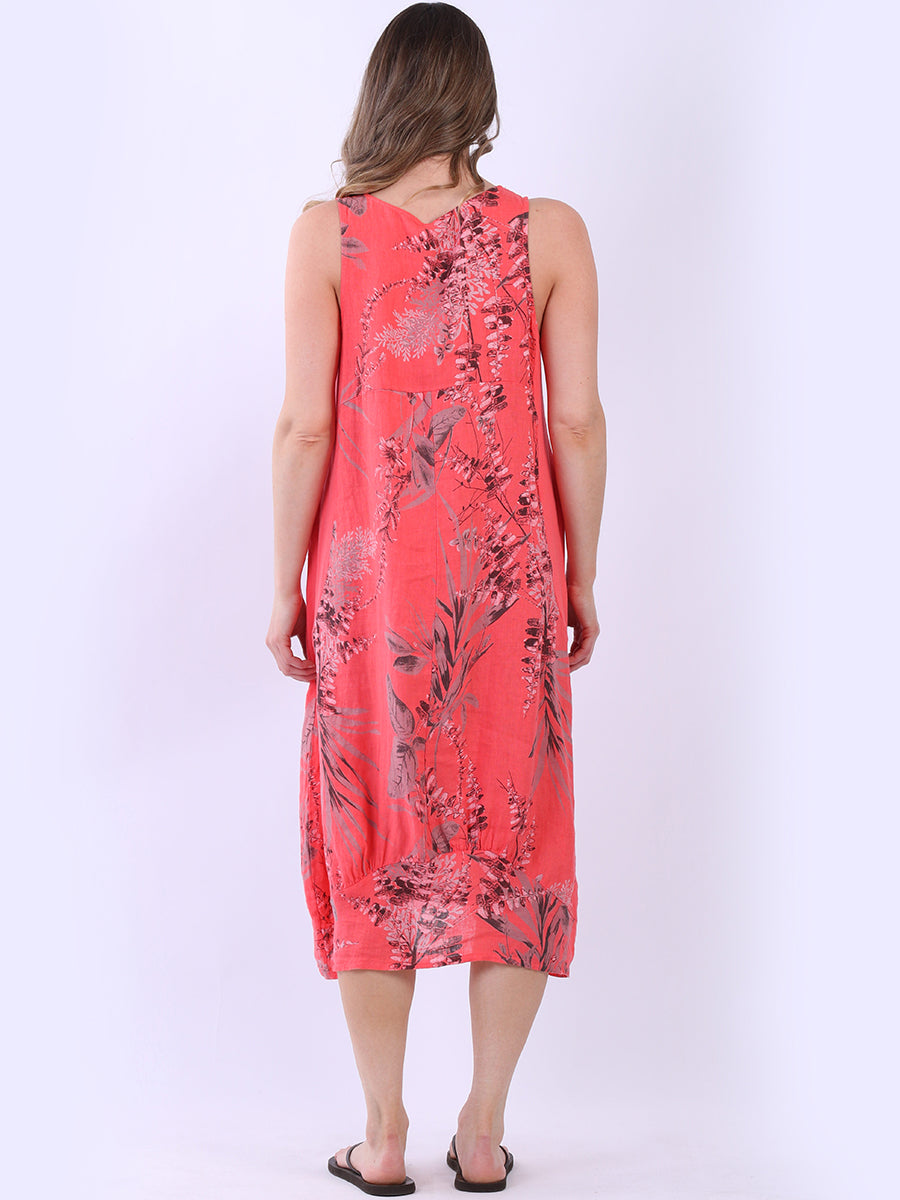 Paisley Print Sleeveless Linen Sundress