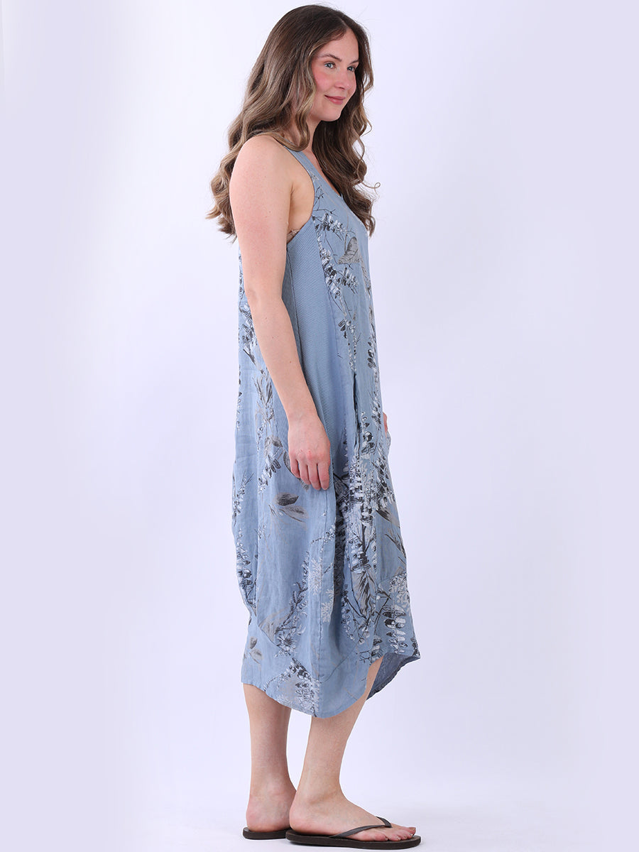 Paisley Print Sleeveless Linen Sundress