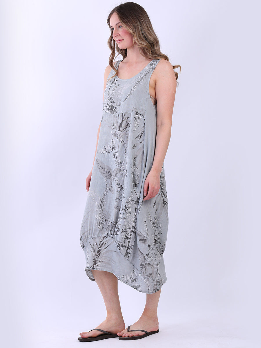 Paisley Print Sleeveless Linen Sundress