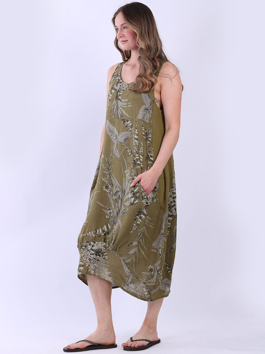 Paisley Print Sleeveless Linen Sundress