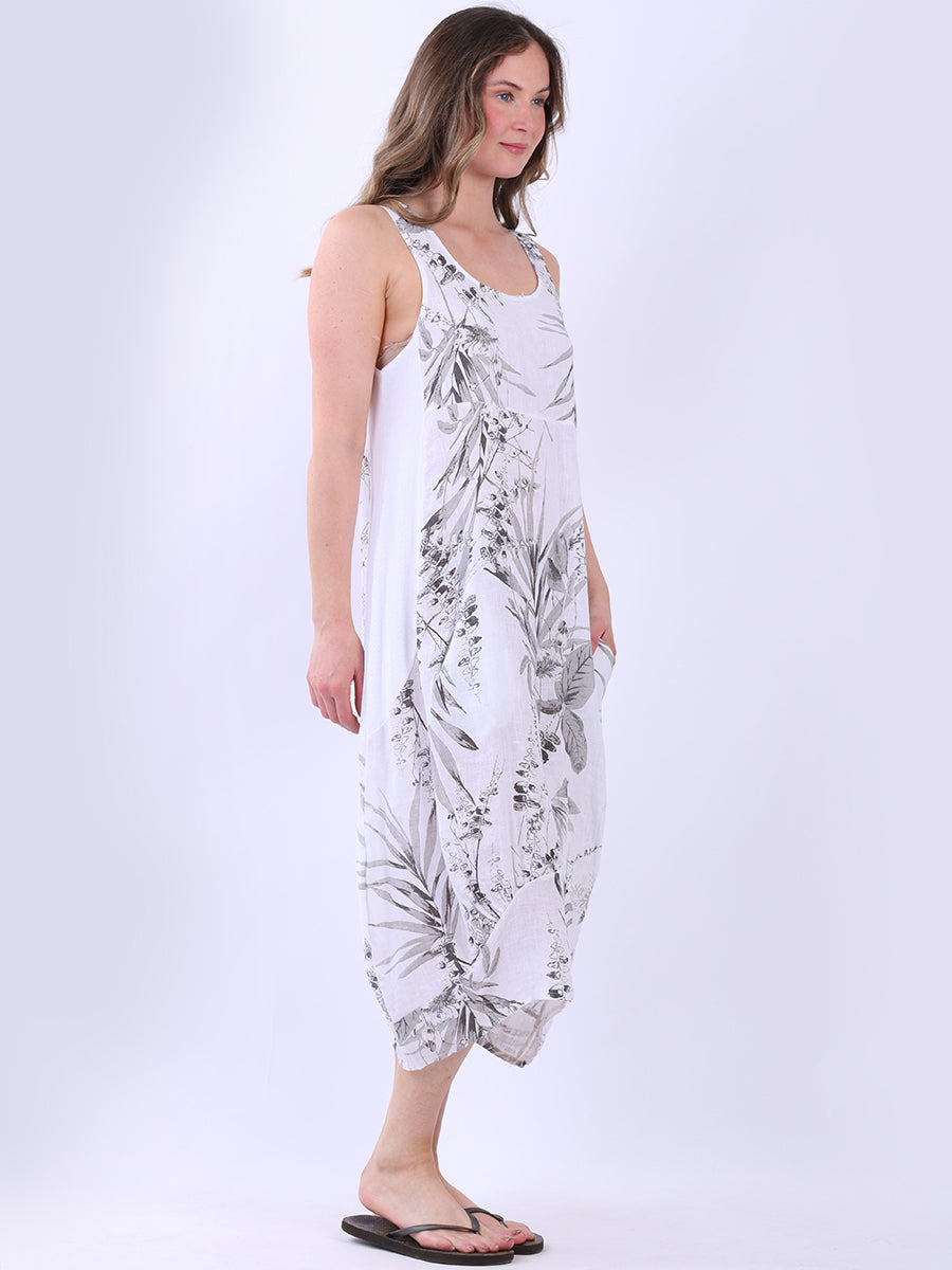 Paisley Print Sleeveless Linen Sundress
