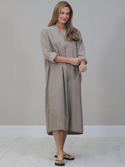 Cotton Corduroy Plus Size Dress  Mocha
