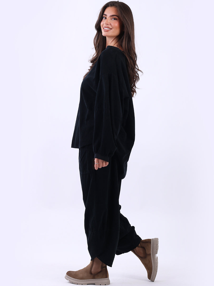 Cotton Corduroy Baggy Batwing Top