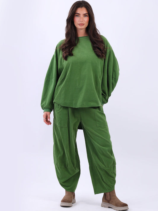 Cotton Corduroy Baggy Batwing Top