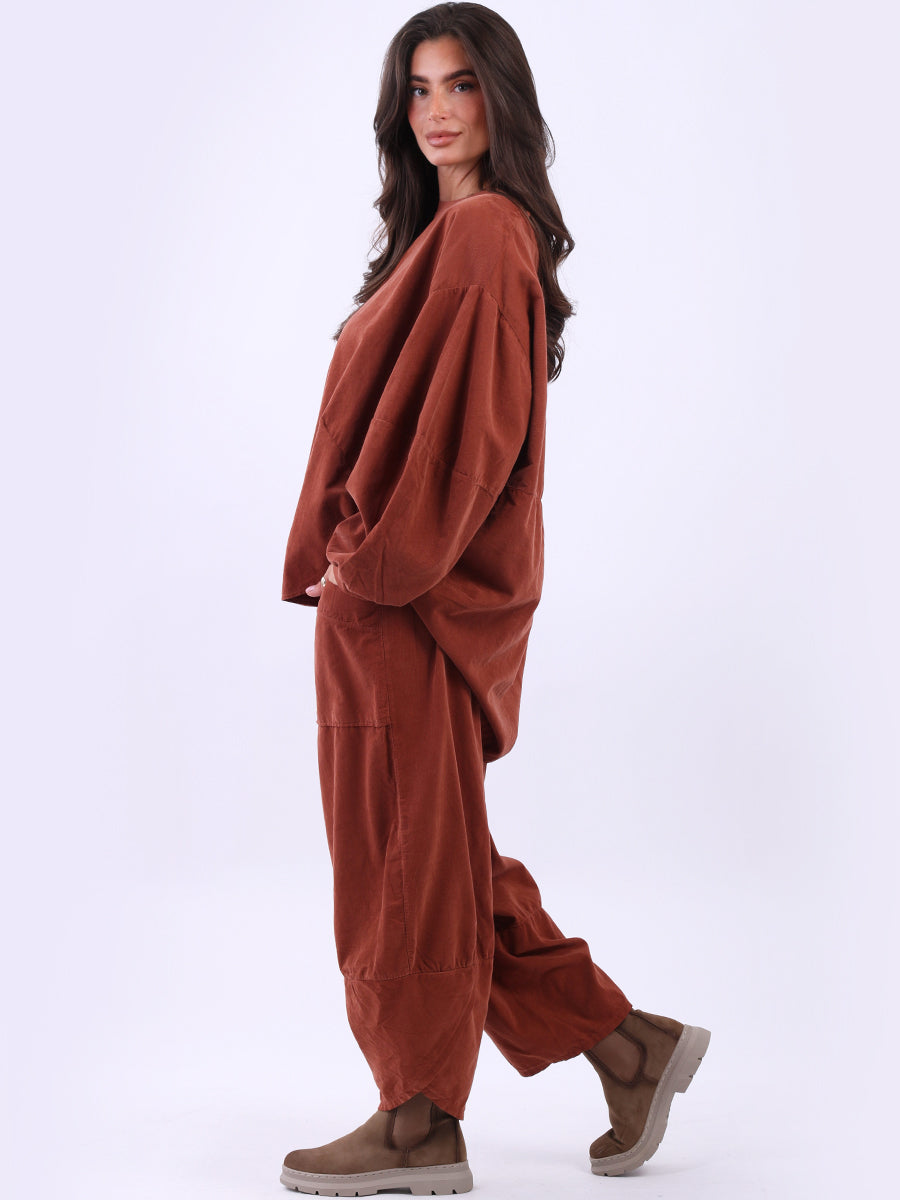 Cotton Corduroy Baggy Batwing Top