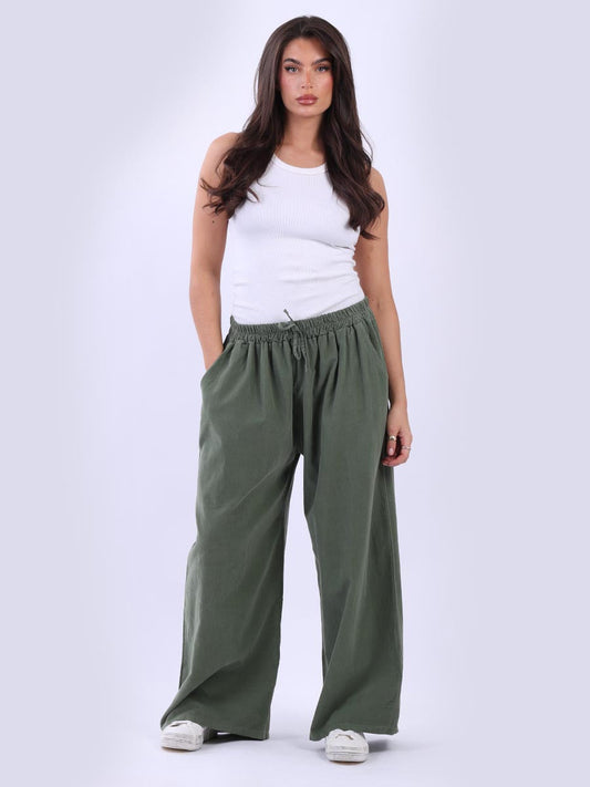 Cozy Side Pocket Cotton Corduroy Wide Leg Palazzo