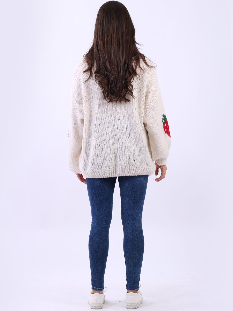 Women Strawberry Knit Woolen Cardigan