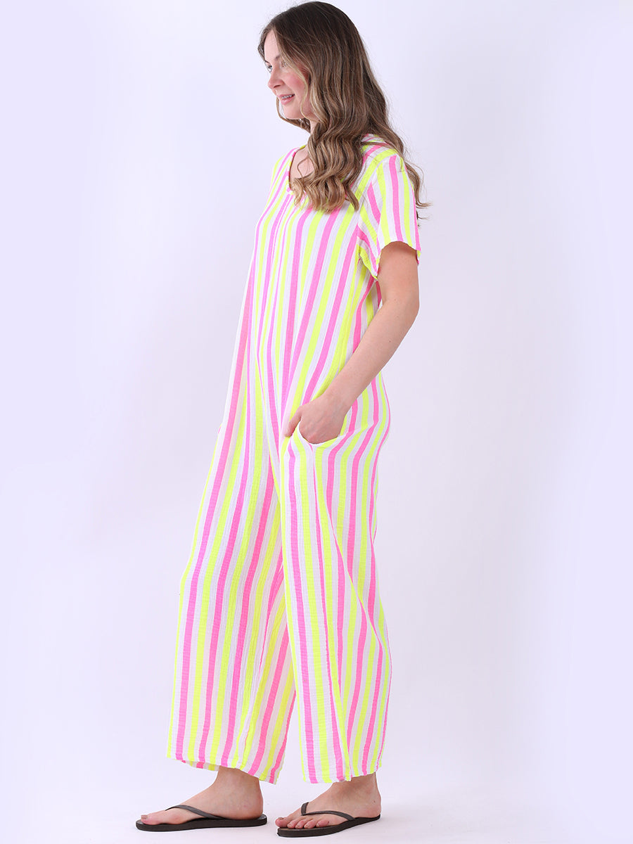 Multi Stripes Cotton Jumpsuit