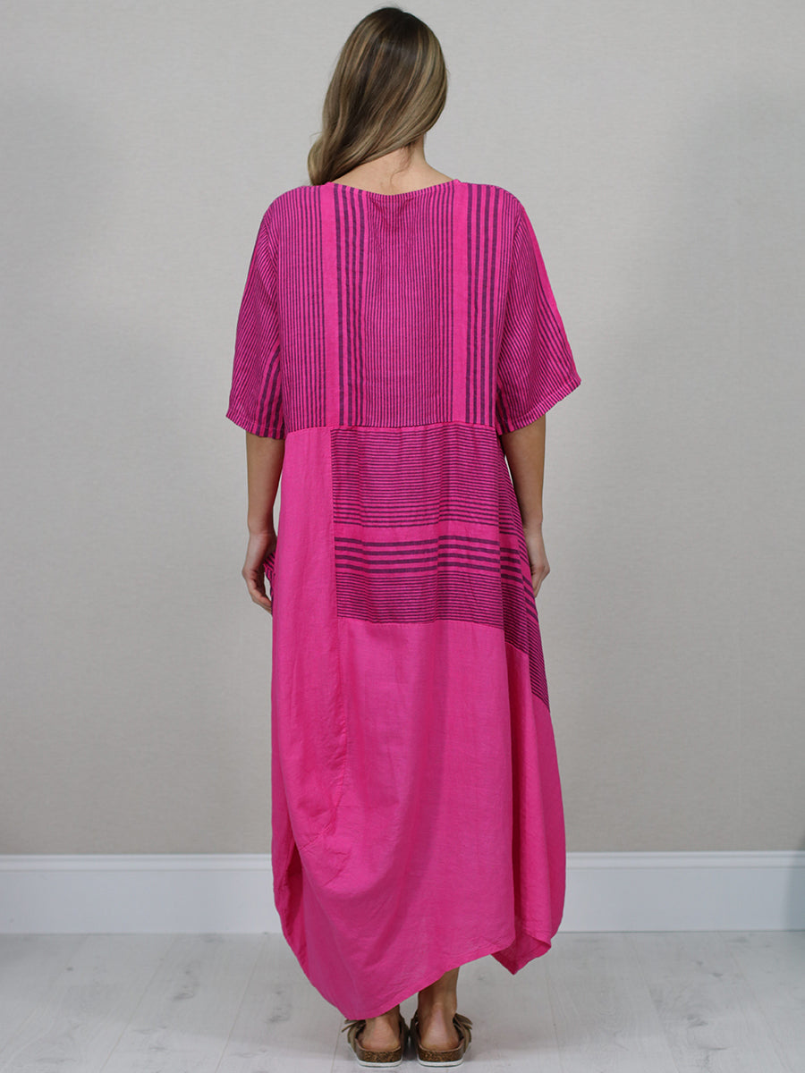 Italian Striped Linen Long Dress