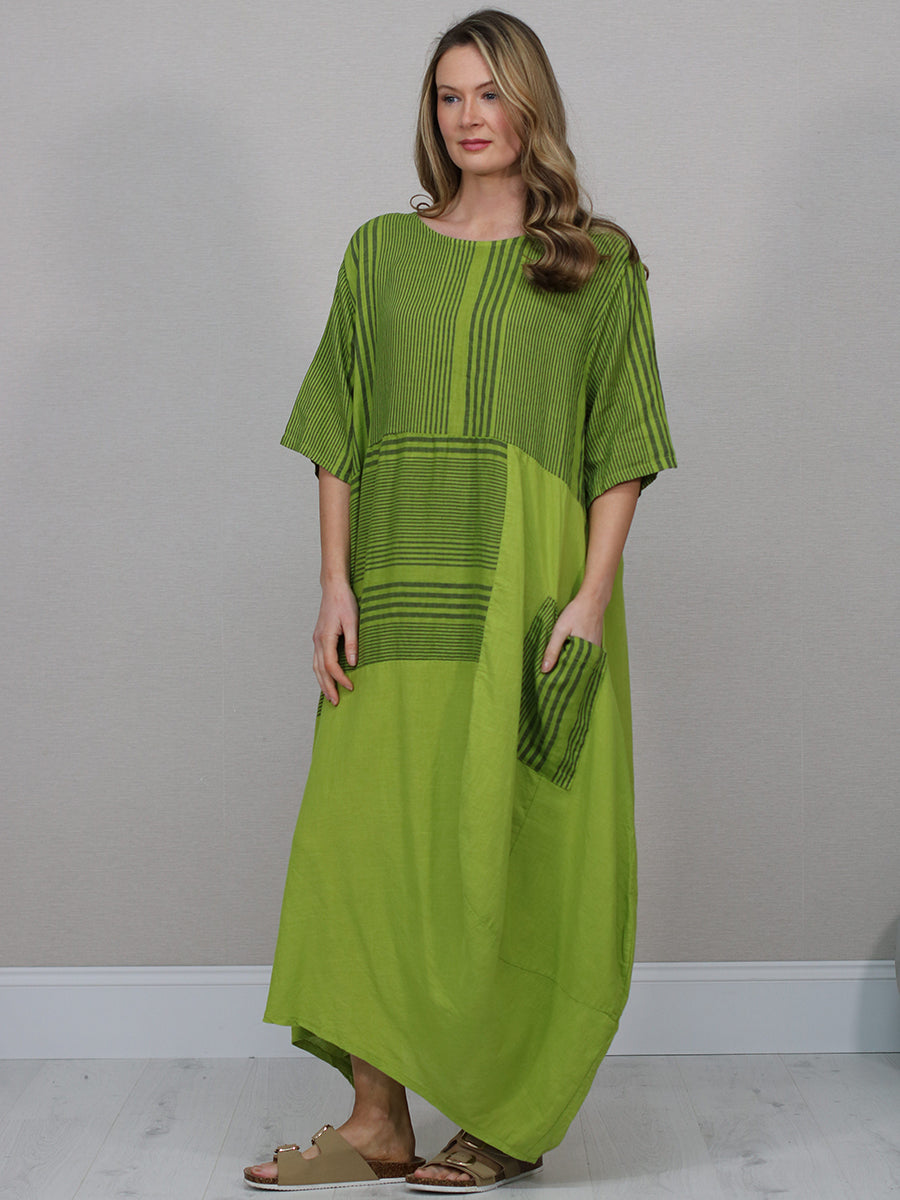Italian Striped Linen Long Dress