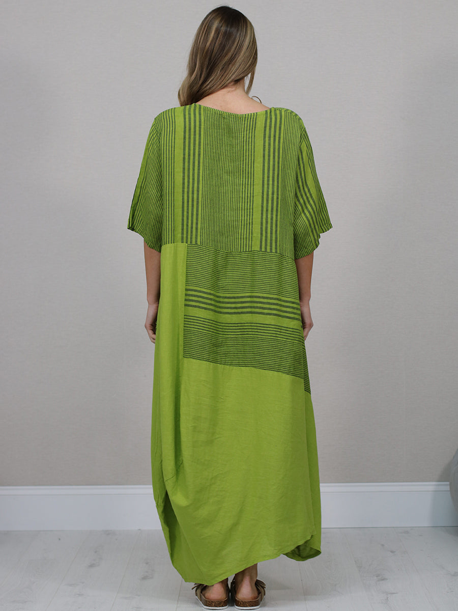 Italian Striped Linen Long Dress