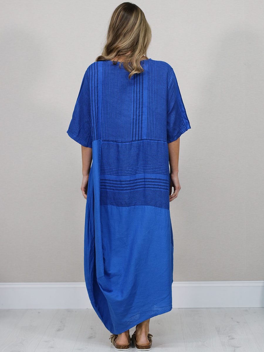 Italian Striped Linen Long Dress