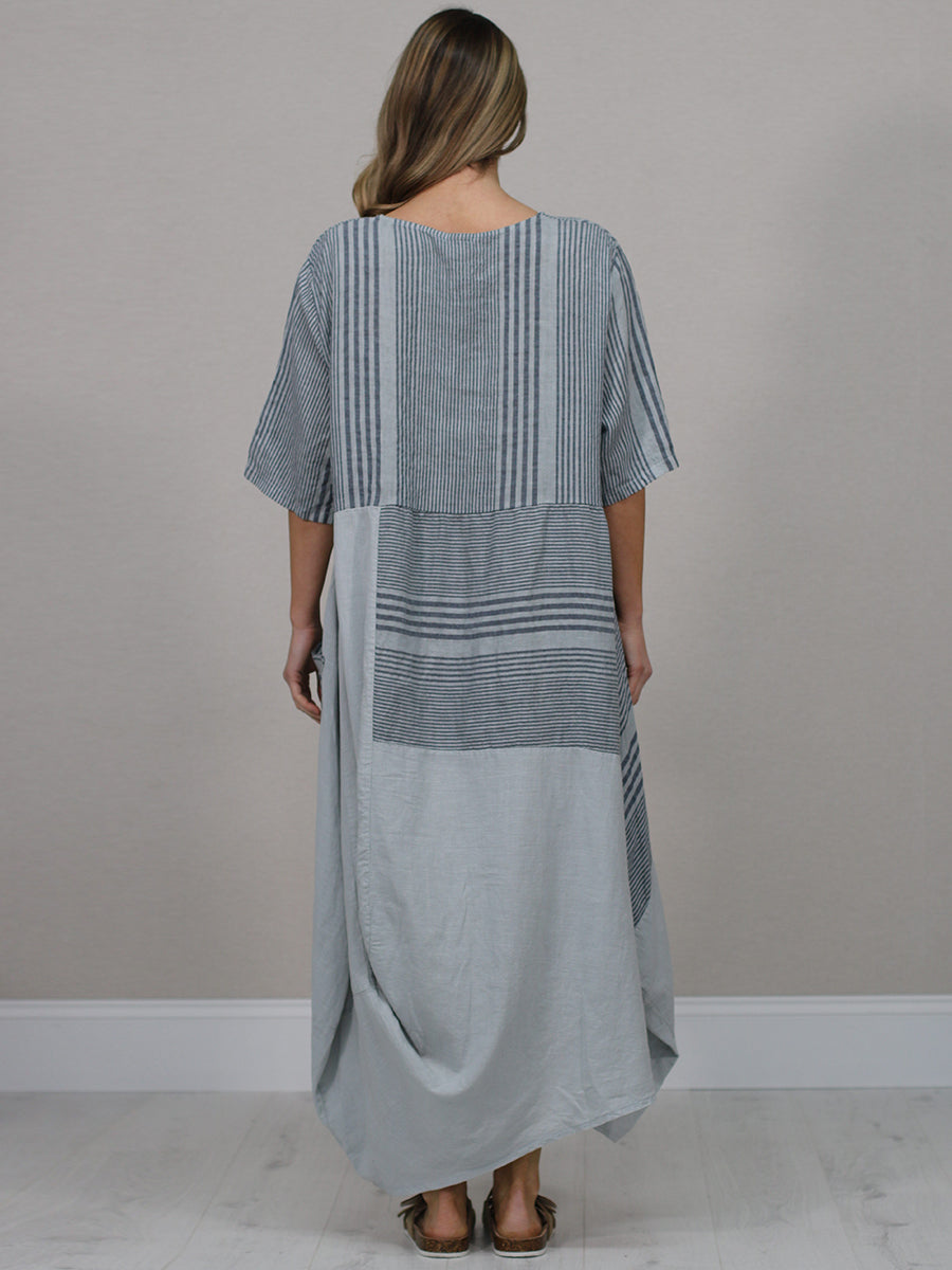 Italian Striped Linen Long Dress