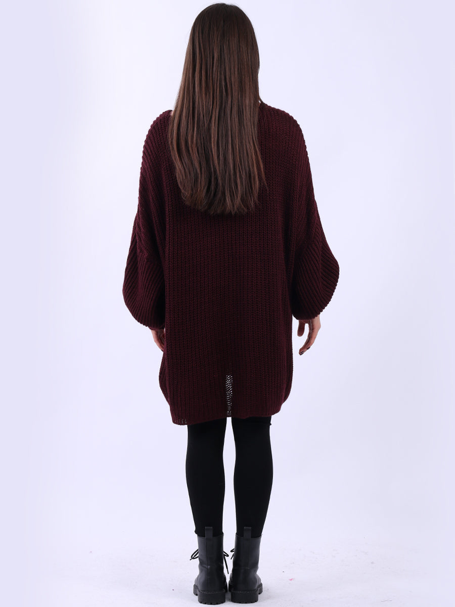 Oversized Drawstring V-Neck Baggy Knitted Sweater