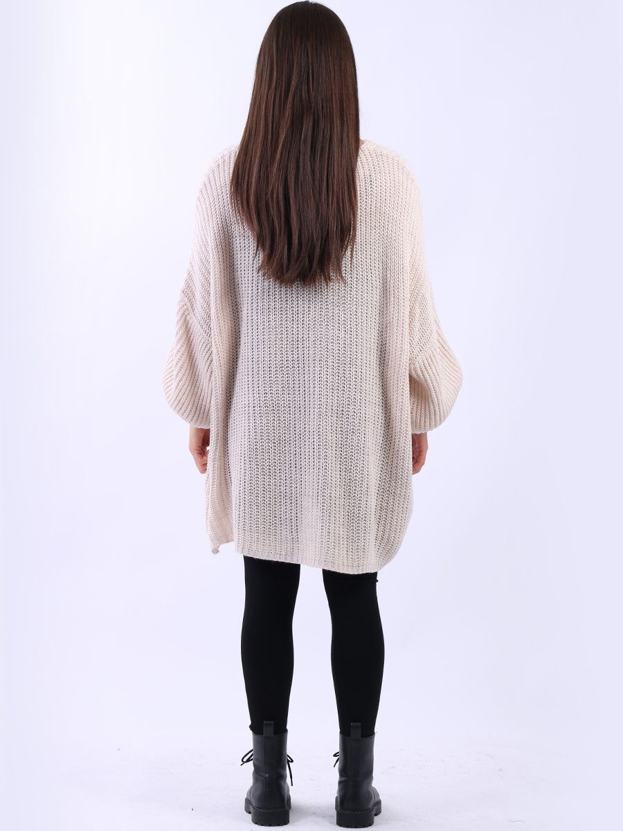 Oversized Drawstring V-Neck Baggy Knitted Sweater