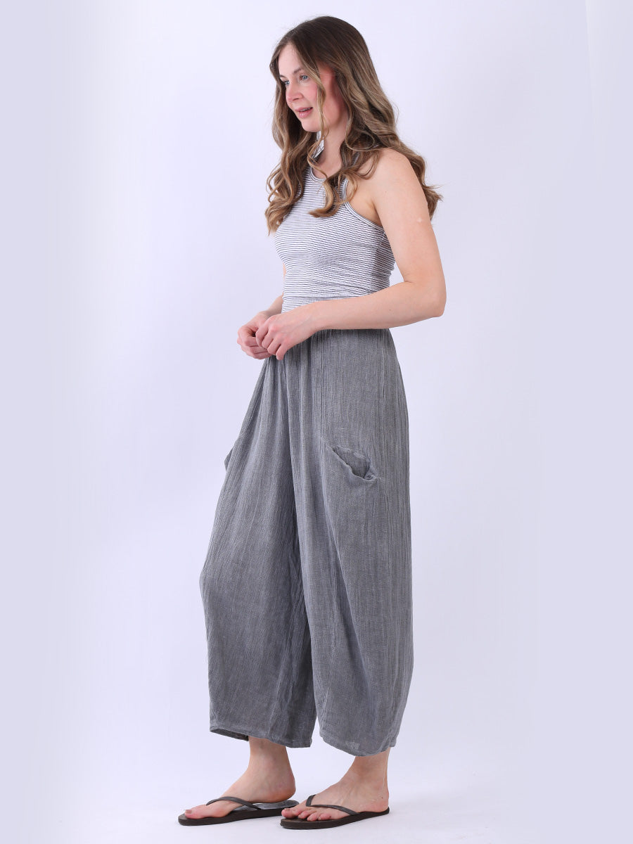 Wide Leg Vintage Washed Linen Culottes