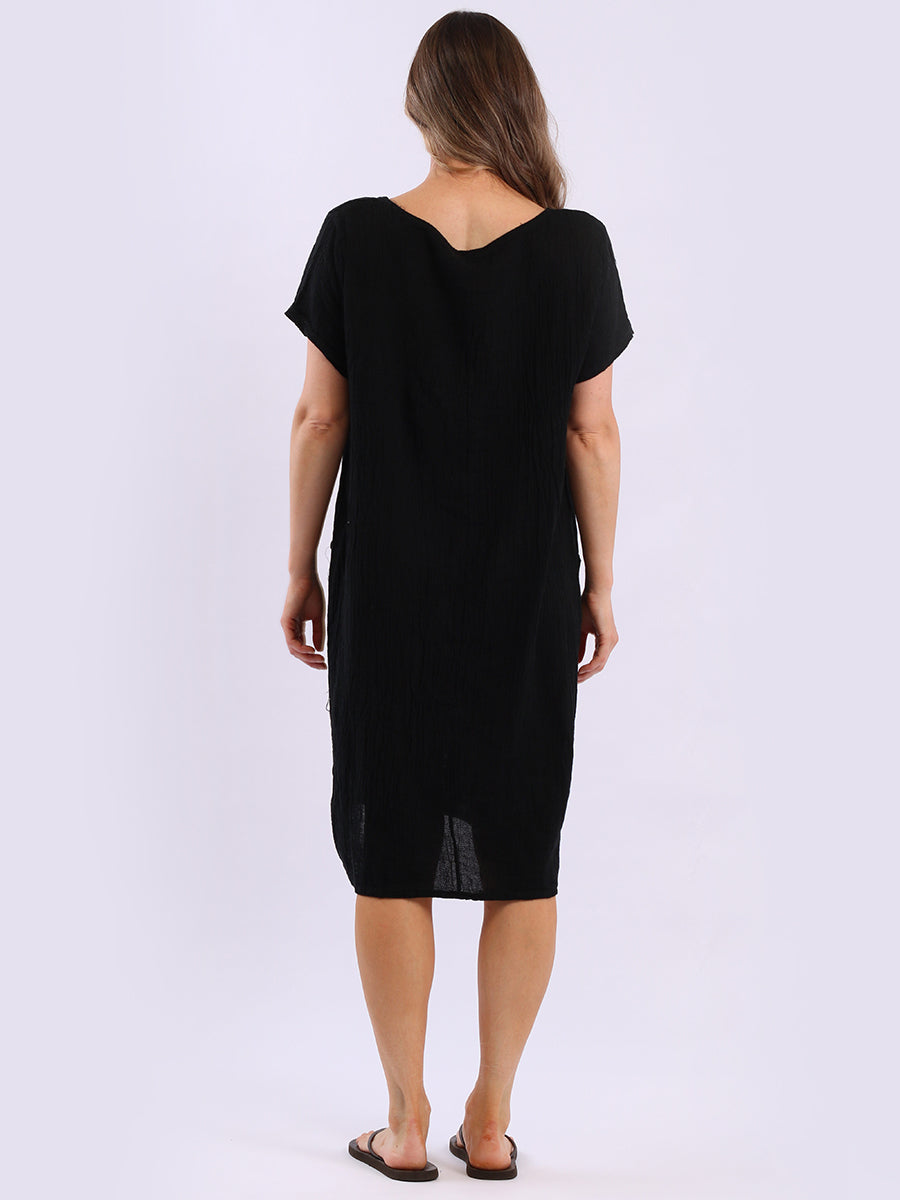 Solid Linen Vintage Wash Midi Dress